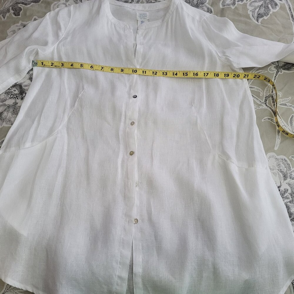 Sigrid Olsen Oversize White Linen Button-Up Blous… - image 4